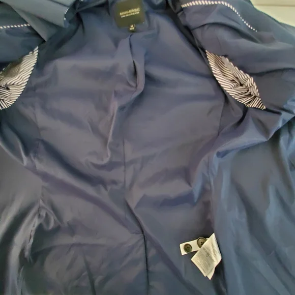 Banana Republic Long and Lean Blazer Size 14 Wool Blend Navy Blue Lined Jacket - Picture 4 of 12